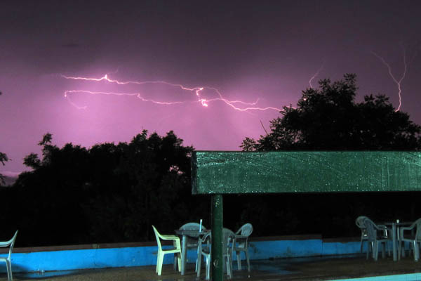 Horizontal lightning in Mole National Park, Ghana